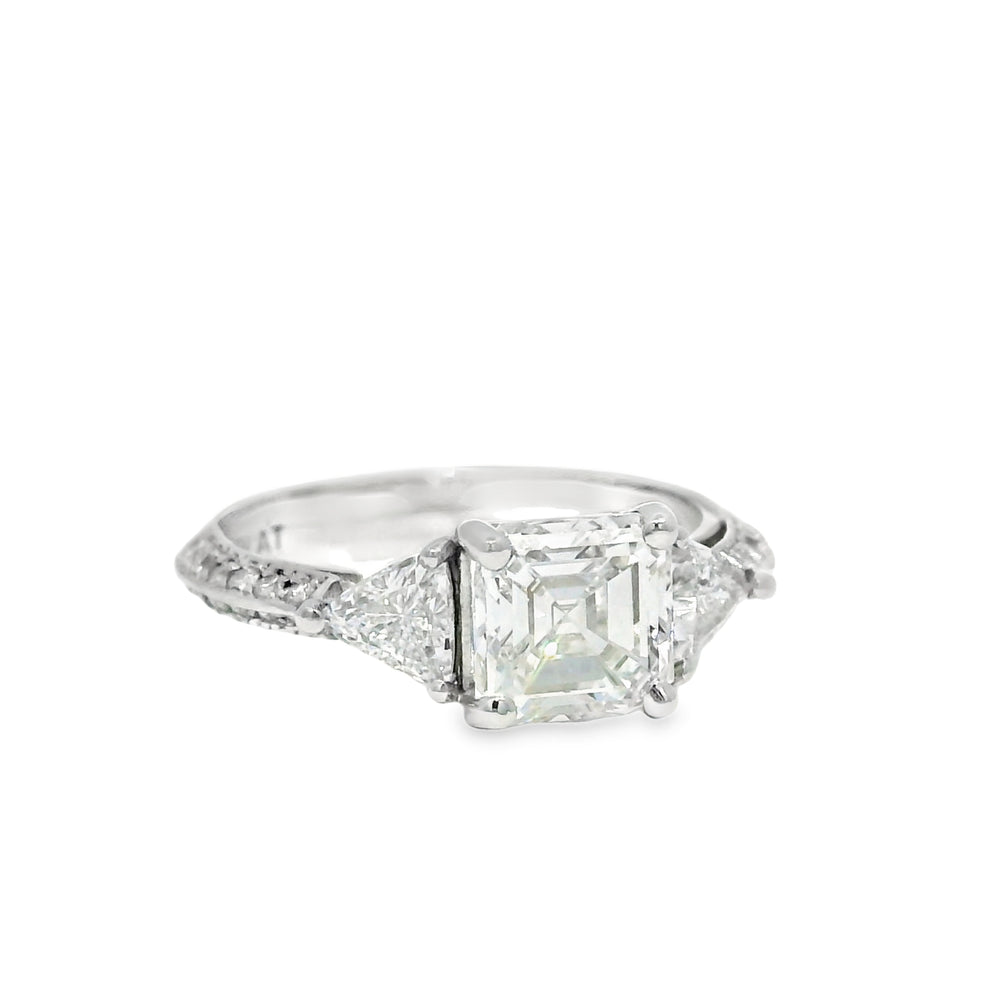 GIA Platinum Natural 1.50 Carat Emerald-Cut Diamond Engagement Ring — product photo 2