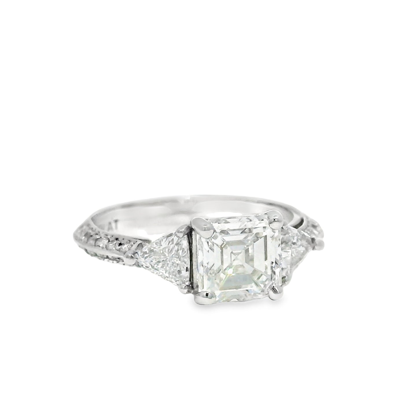 GIA Platinum Natural 1.50 Carat Emerald-Cut Diamond Engagement Ring