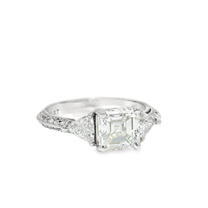 GIA Platinum Natural 1.50 Carat Emerald-Cut Diamond Engagement Ring