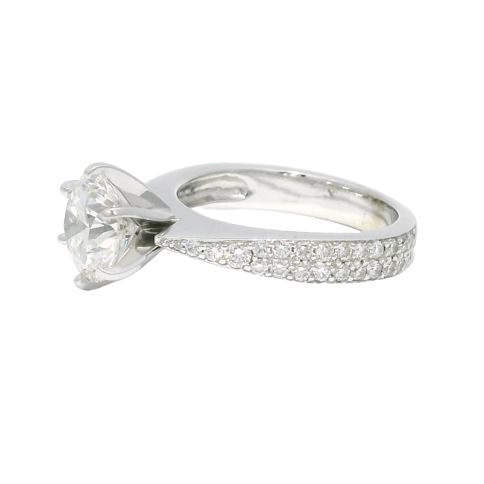 GIA 14k White Gold & Platinum Natural 2.13 Carat Round Brilliant-Cut Diamond Engagement Ring