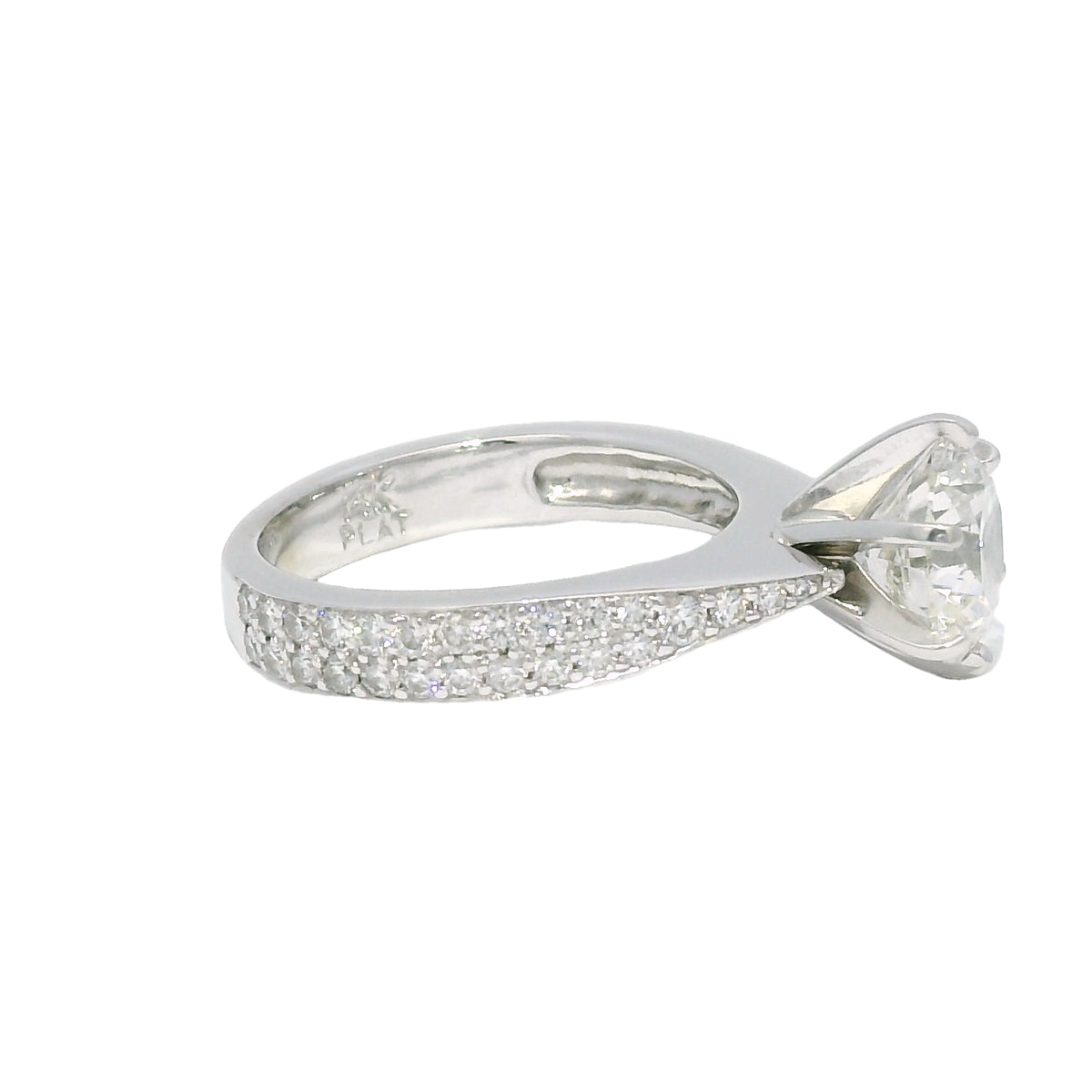 GIA 14k White Gold & Platinum Natural 2.13 Carat Round Brilliant-Cut Diamond Engagement Ring