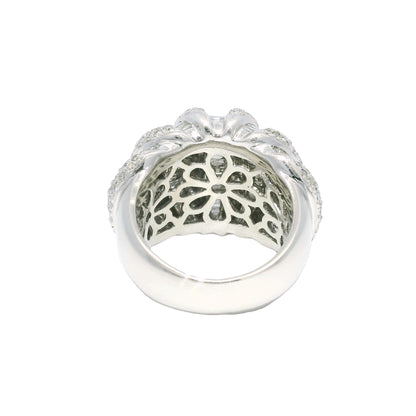 Platinum Natural 5.0 Carat Round Brilliant & Baguette Cut Diamond Dome Ring