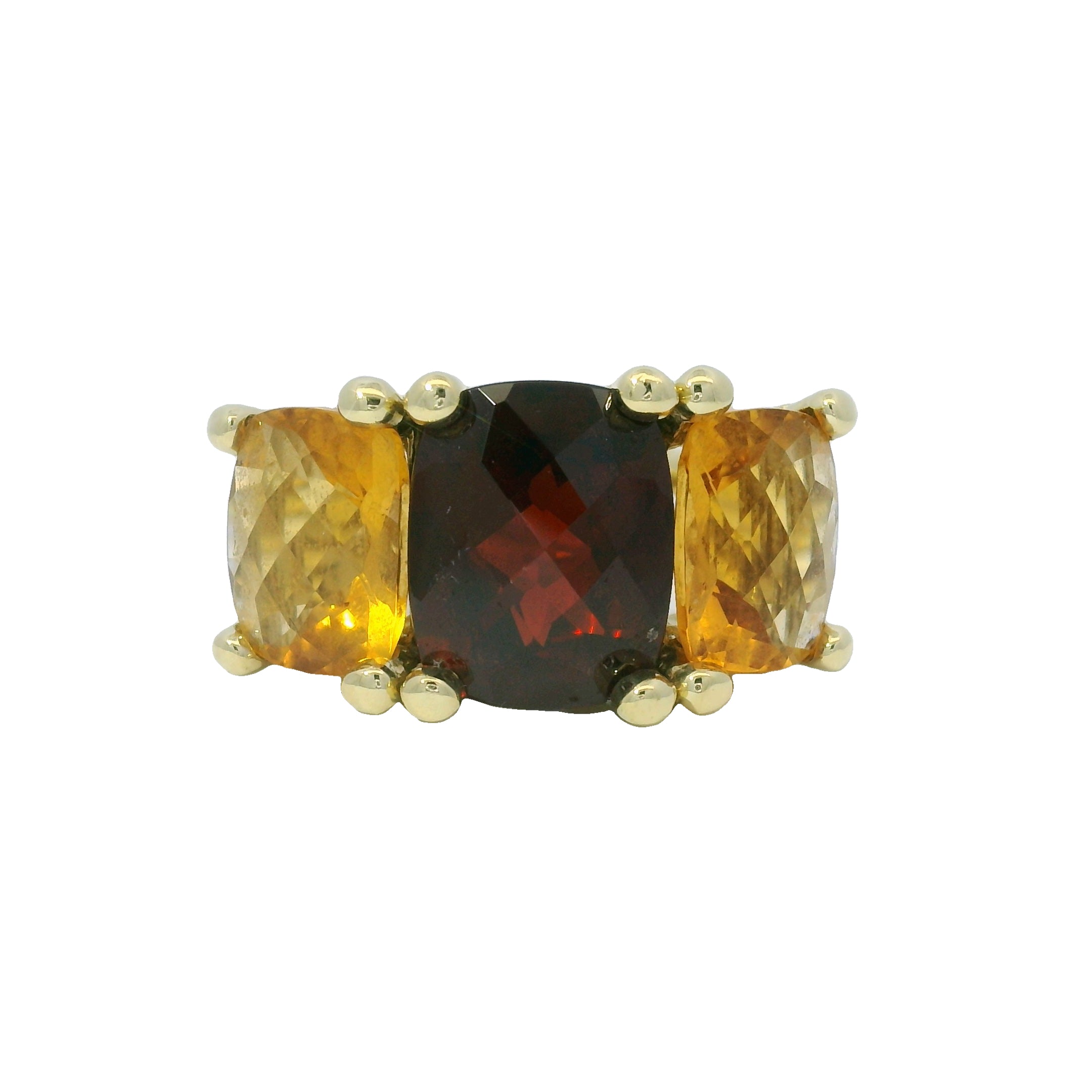 David Yurman 18k Yellow Gold Faceted Gemstone 3-Stone Ring