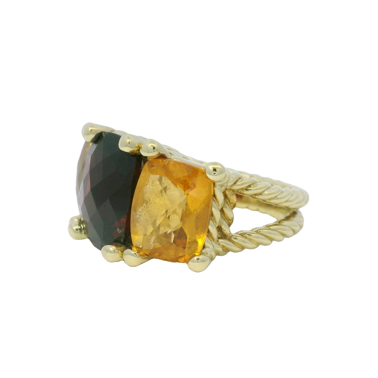 David Yurman 18k Yellow Gold Faceted Gemstone 3-Stone Ring
