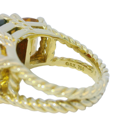 David Yurman 18k Yellow Gold Faceted Gemstone 3-Stone Ring