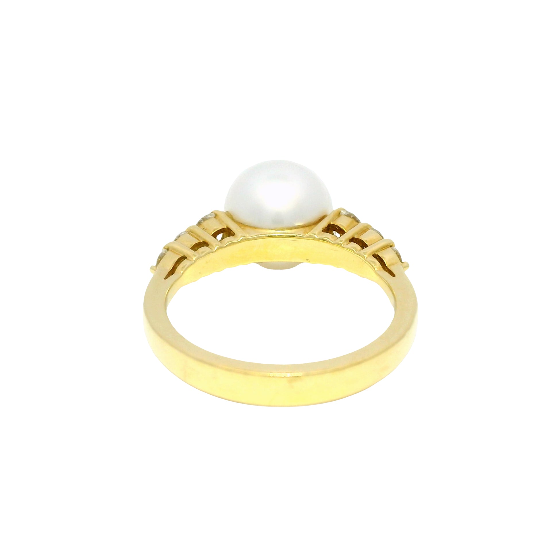 18k Yellow Gold South Sea Pearl & Natural Diamond Side Stone Ring