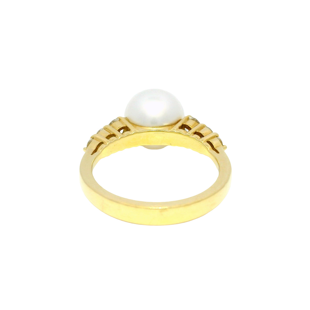18k Yellow Gold South Sea Pearl & Natural Diamond Side Stone Ring