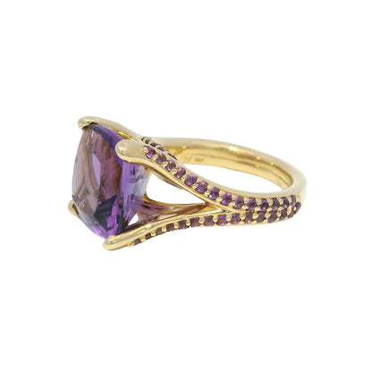 14k Yellow Gold 5.8 Carat Purple Amethyst Split Shank Ring
