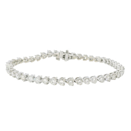 14k White Gold Natural 5.0 Carat Round Brilliant Diamond Tennis Bracelet