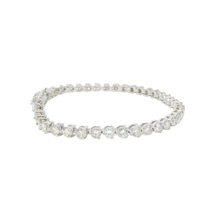 14k White Gold Natural 5.0 Carat Round Brilliant Diamond Tennis Bracelet