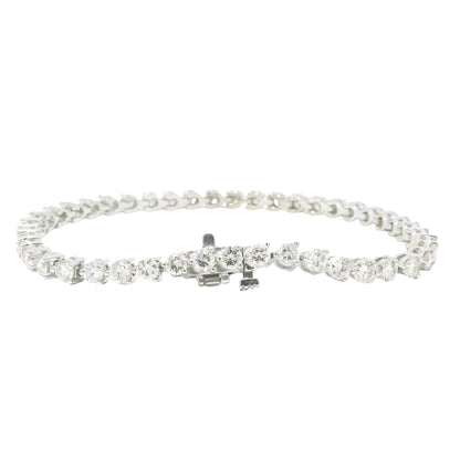 14k White Gold Natural 5.0 Carat Round Brilliant Diamond Tennis Bracelet