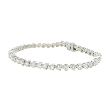 14k White Gold Natural 5.0 Carat Round Brilliant Diamond Tennis Bracelet