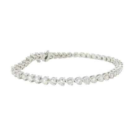 14k White Gold Natural 5.0 Carat Round Brilliant Diamond Tennis Bracelet