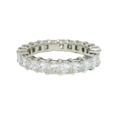 14k White Gold Natural 3.30 Carat Princess Cut Diamond Eternity Ring