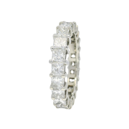 14k White Gold Natural 3.30 Carat Princess Cut Diamond Eternity Ring