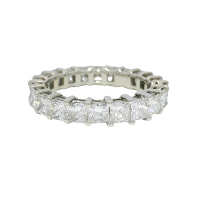 14k White Gold Natural 3.30 Carat Princess Cut Diamond Eternity Ring