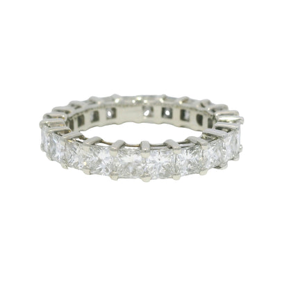 14k White Gold Natural 3.30 Carat Princess Cut Diamond Eternity Ring