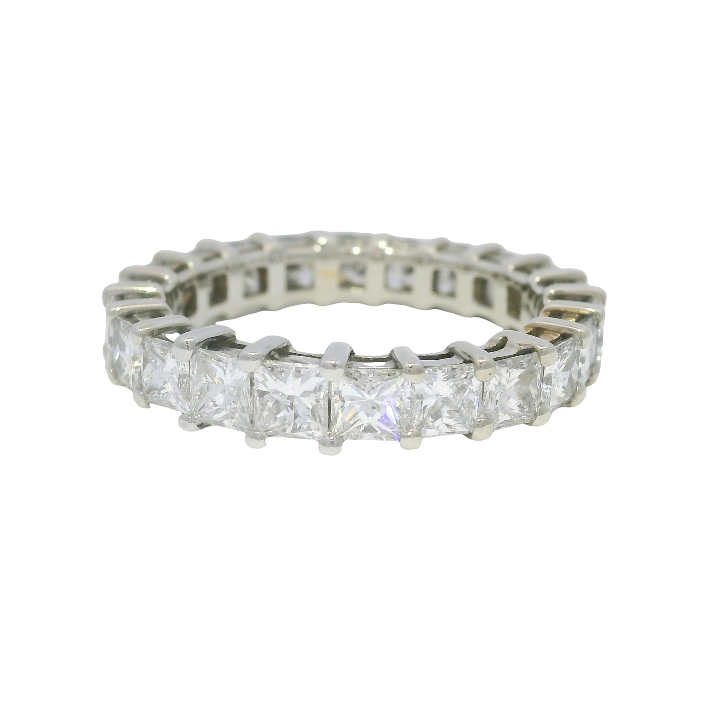 14k White Gold Natural 3.30 Carat Princess Cut Diamond Eternity Ring