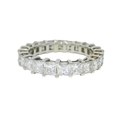 14k White Gold Natural 3.30 Carat Princess Cut Diamond Eternity Ring