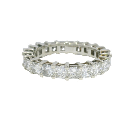 14k White Gold Natural 3.30 Carat Princess Cut Diamond Eternity Ring