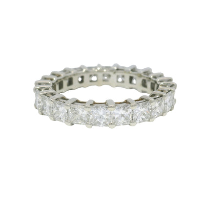 14k White Gold Natural 3.30 Carat Princess Cut Diamond Eternity Ring