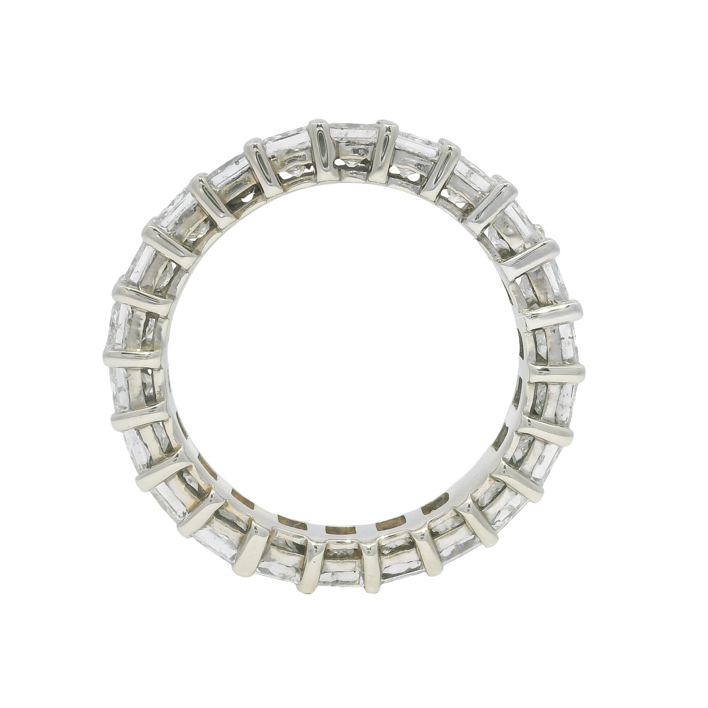 14k White Gold Natural 3.30 Carat Princess Cut Diamond Eternity Ring