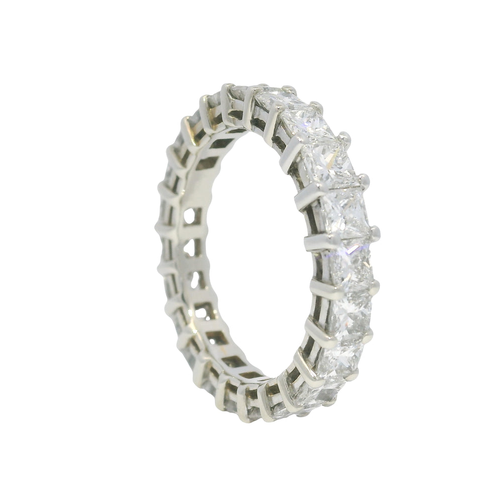 14k White Gold Natural 3.30 Carat Princess Cut Diamond Eternity Ring — product photo 2