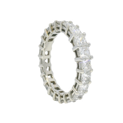 14k White Gold Natural 3.30 Carat Princess Cut Diamond Eternity Ring