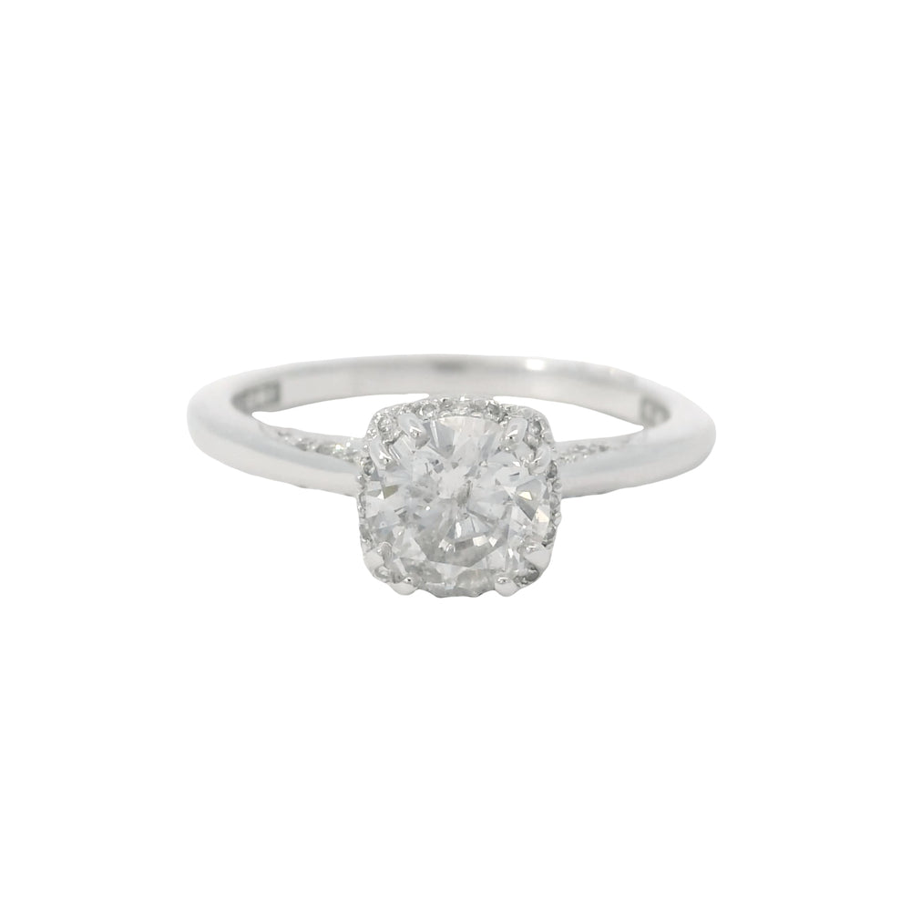 Tacori 18K White Gold Natural 1.06 Carat Round Brilliant Diamond Engagement Ring
