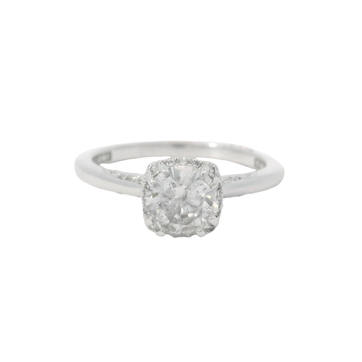 Tacori 18K White Gold Natural 1.06 Carat Round Brilliant Diamond Engagement Ring