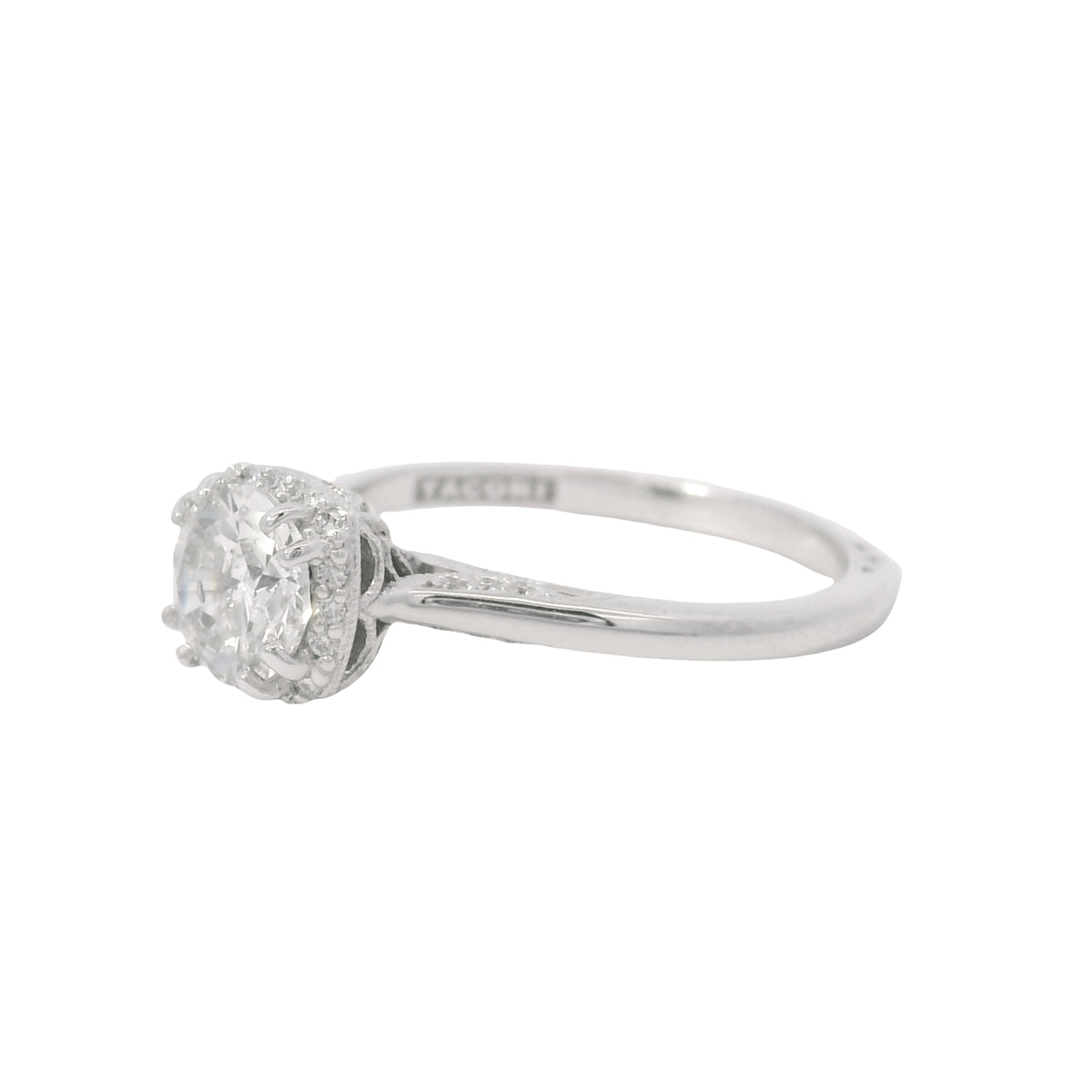 Tacori 18K White Gold Natural 1.06 Carat Round Brilliant Diamond Engagement Ring