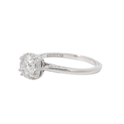 Tacori 18K White Gold Natural 1.06 Carat Round Brilliant Diamond Engagement Ring