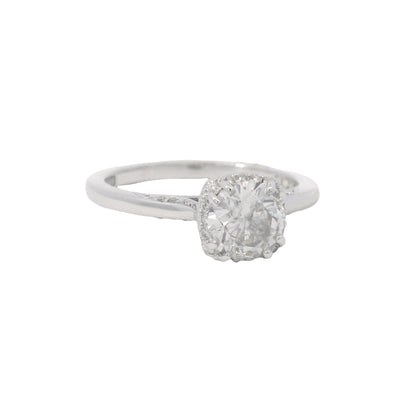Tacori 18K White Gold Natural 1.06 Carat Round Brilliant Diamond Engagement Ring