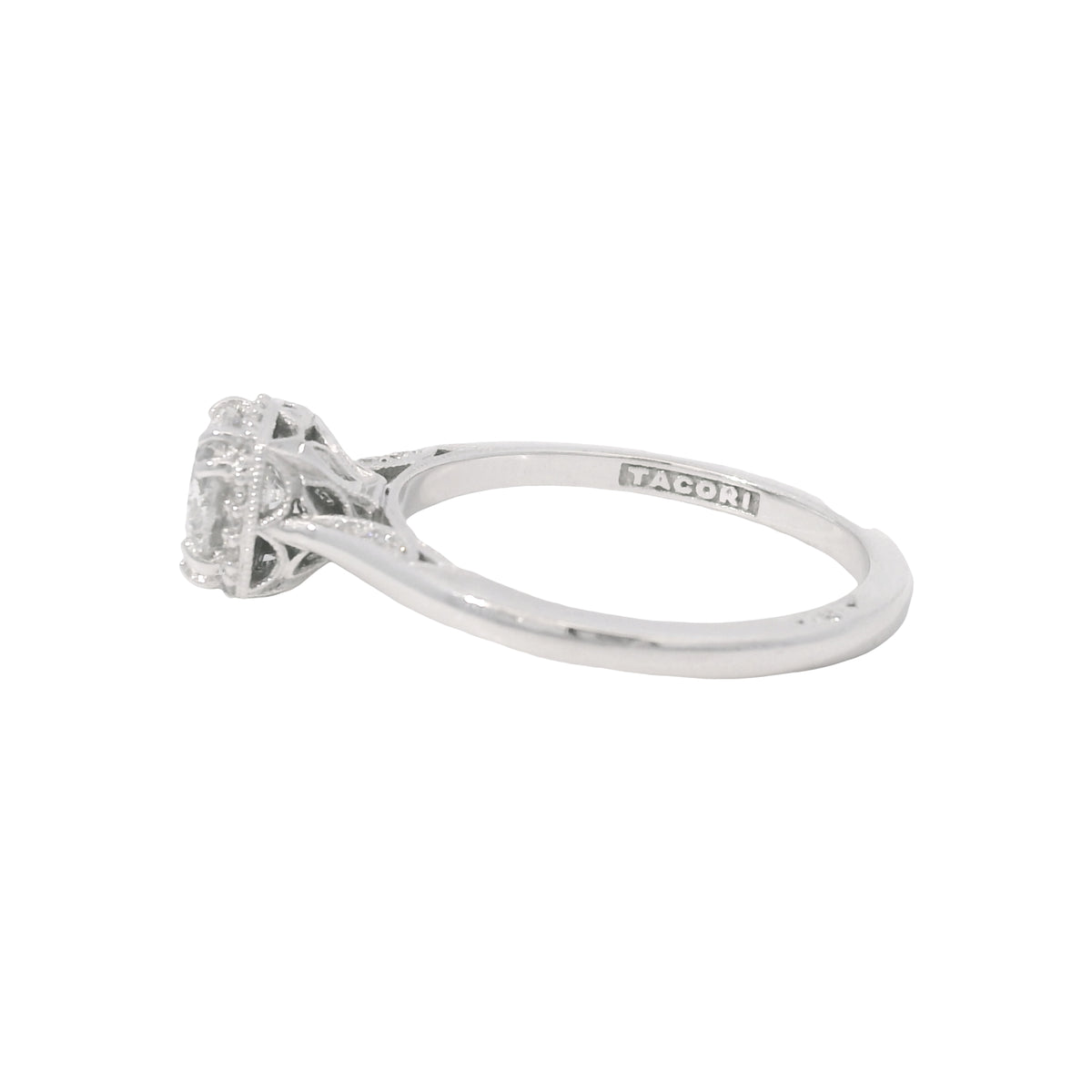 Tacori 18K White Gold Natural 1.06 Carat Round Brilliant Diamond Engagement Ring