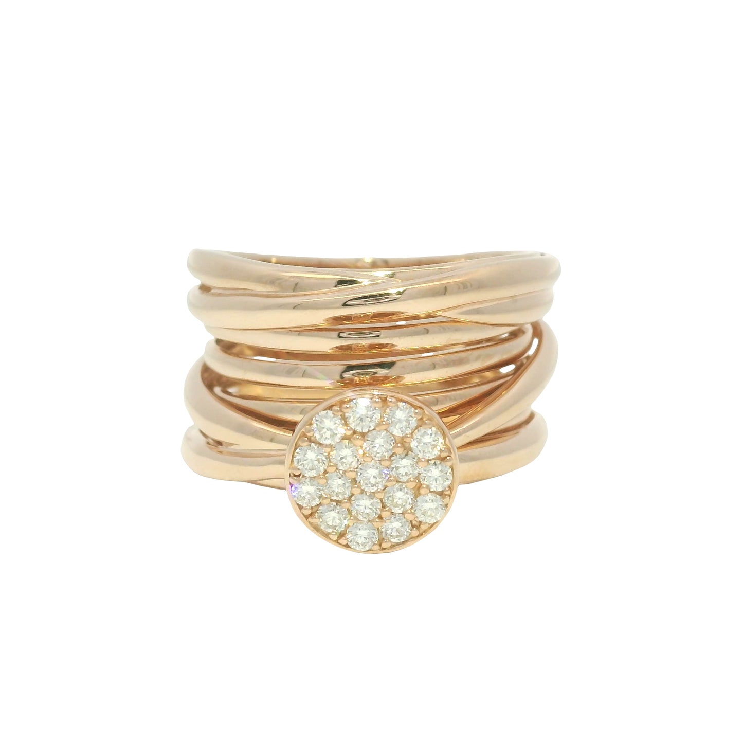 Effy 14k Rose Gold Natural Diamond Pave Multi-Band Ring