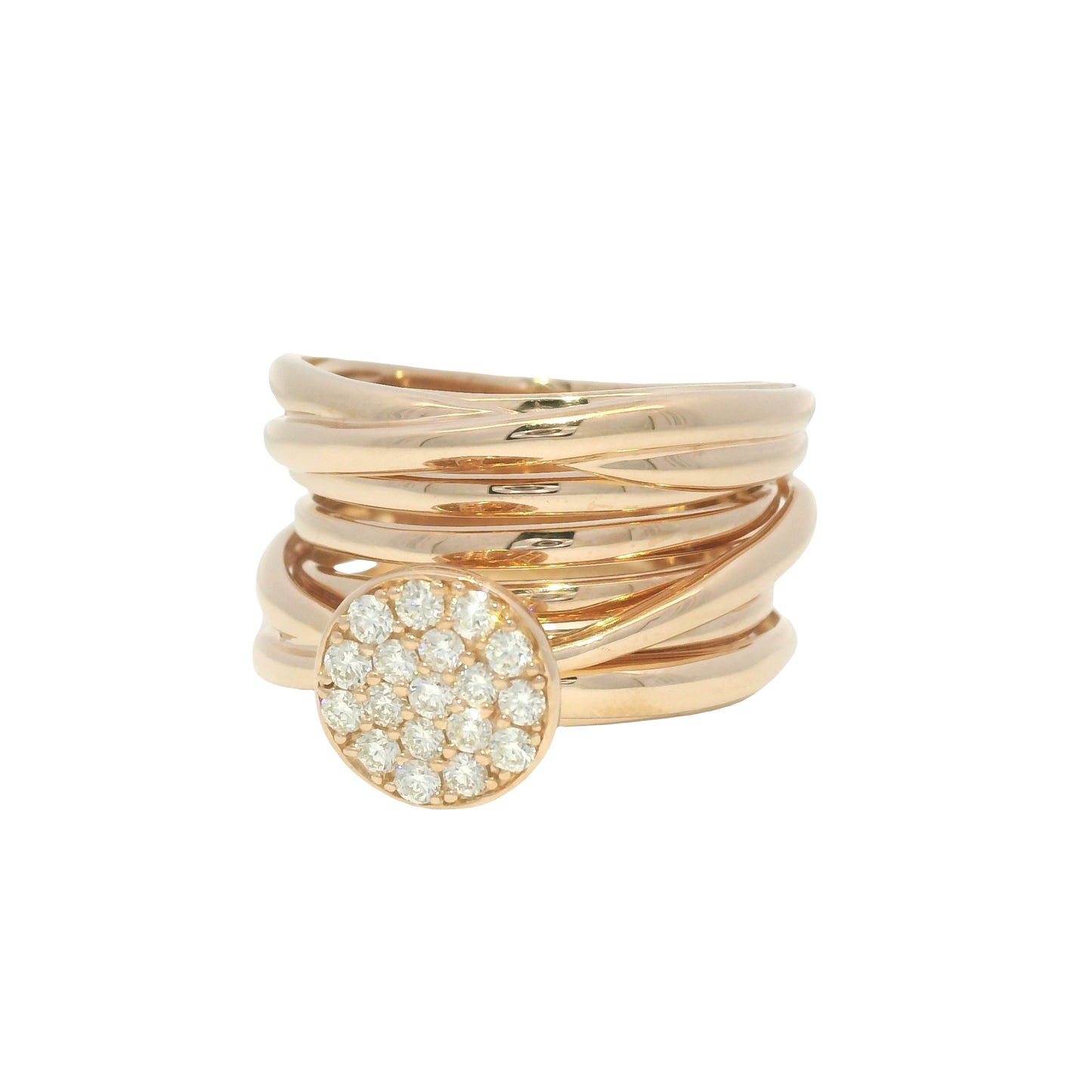 Effy 14k Rose Gold Natural Diamond Pave Multi-Band Ring