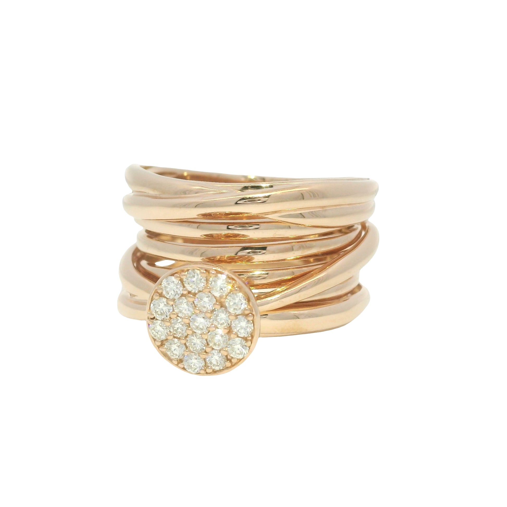 Effy 14k Rose Gold Natural Diamond Pave Multi-Band Ring
