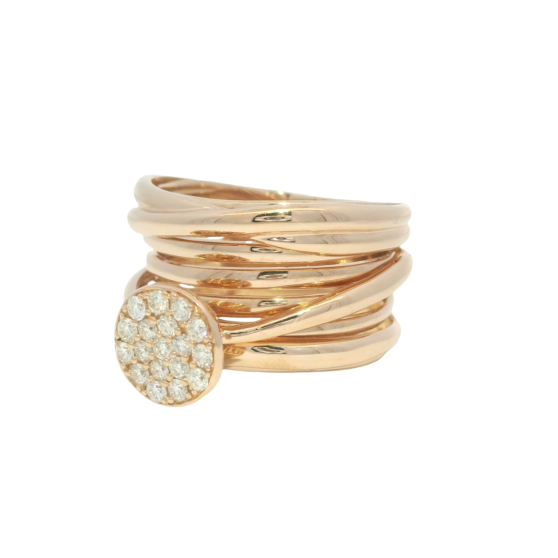 Effy 14k Rose Gold Natural Diamond Pave Multi-Band Ring