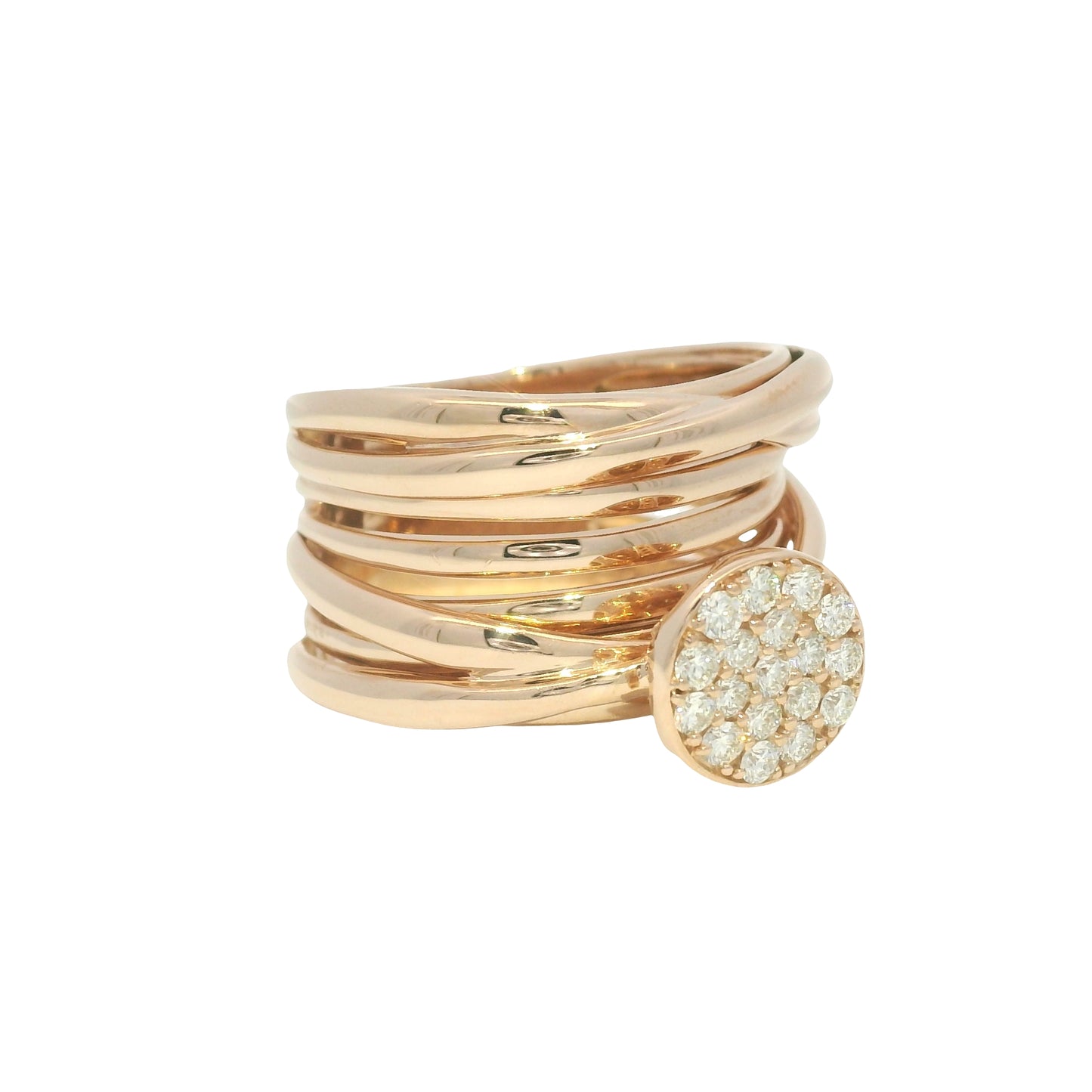 Effy 14k Rose Gold Natural Diamond Pave Multi-Band Ring