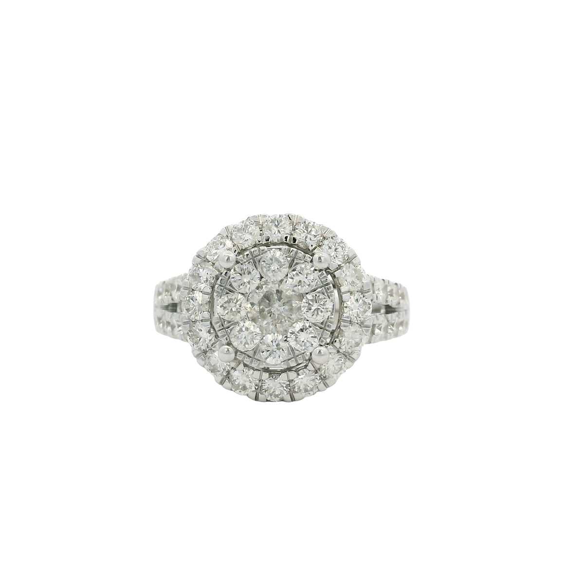 Effy 18K Gold Natural Round Brilliant Diamond Cluster Halo Ring