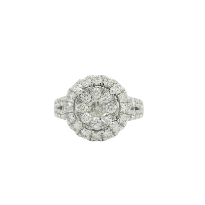 Effy 18K Gold Natural Round Brilliant Diamond Cluster Halo Ring