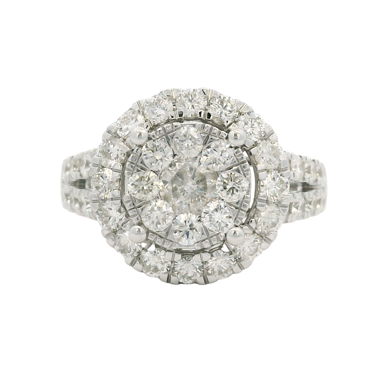 Effy 18K Gold Natural Round Brilliant Diamond Cluster Halo Ring