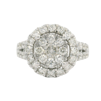 Effy 18K Gold Natural Round Brilliant Diamond Cluster Halo Ring