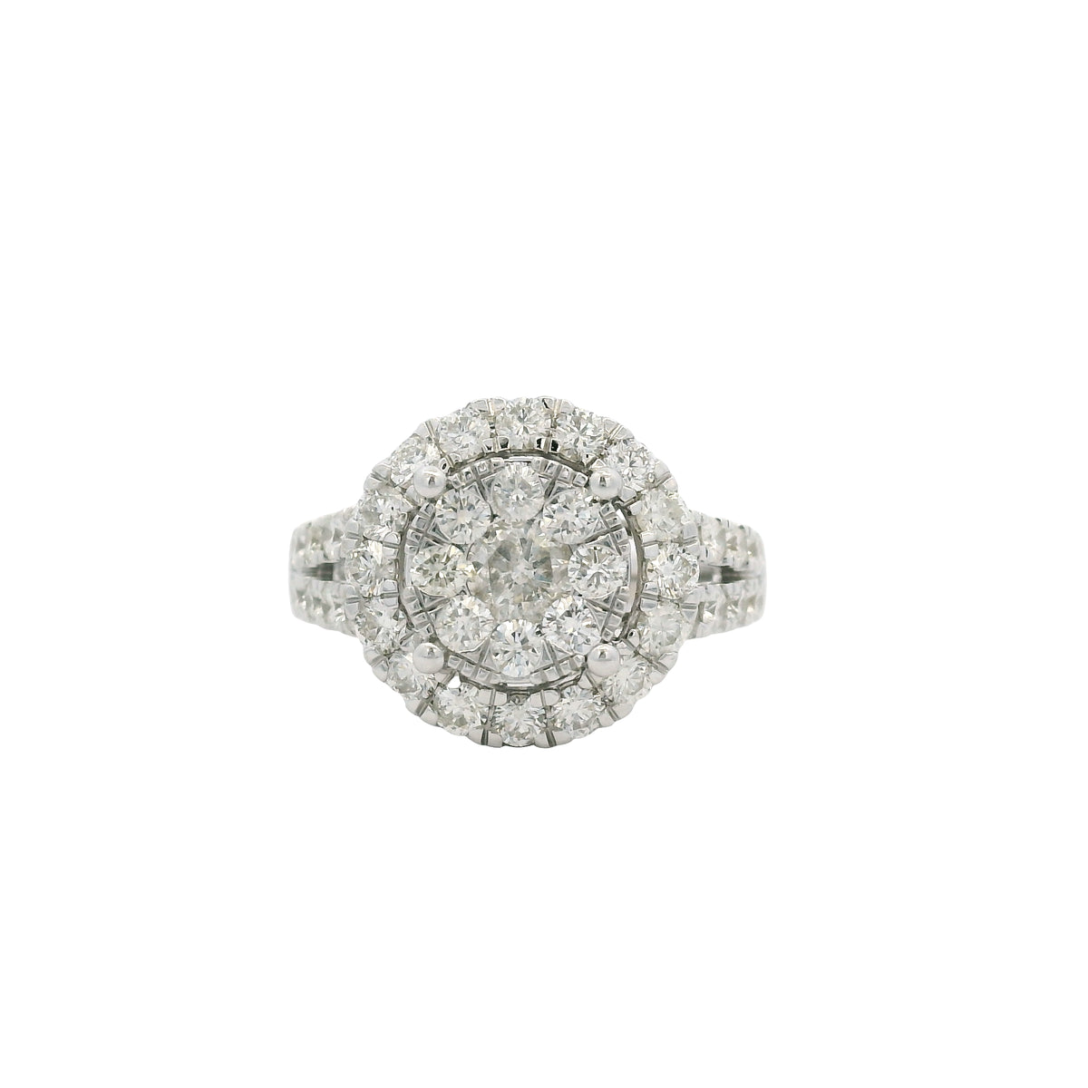Effy 18K Gold Natural Round Brilliant Diamond Cluster Halo Ring