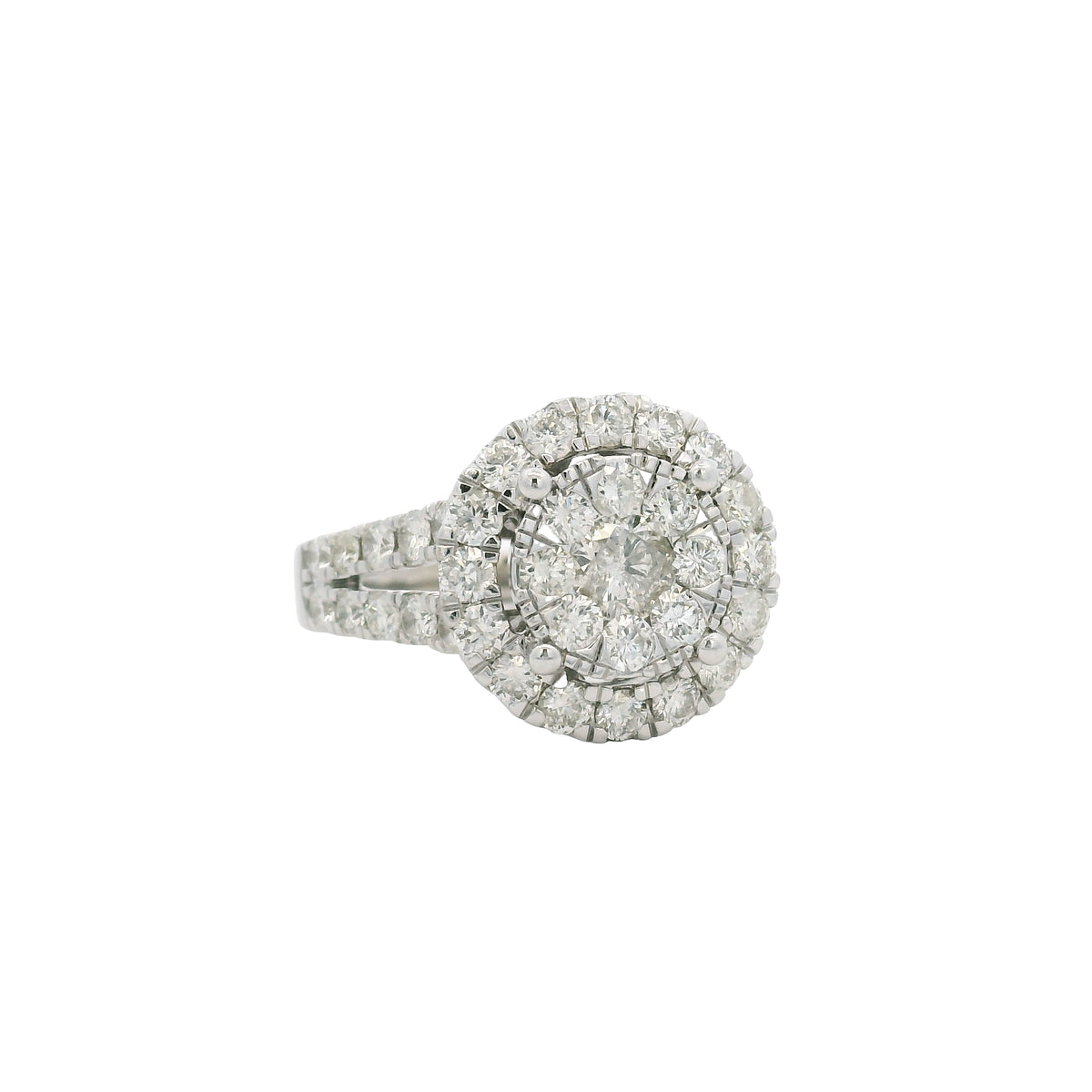 Effy 18K Gold Natural Round Brilliant Diamond Cluster Halo Ring