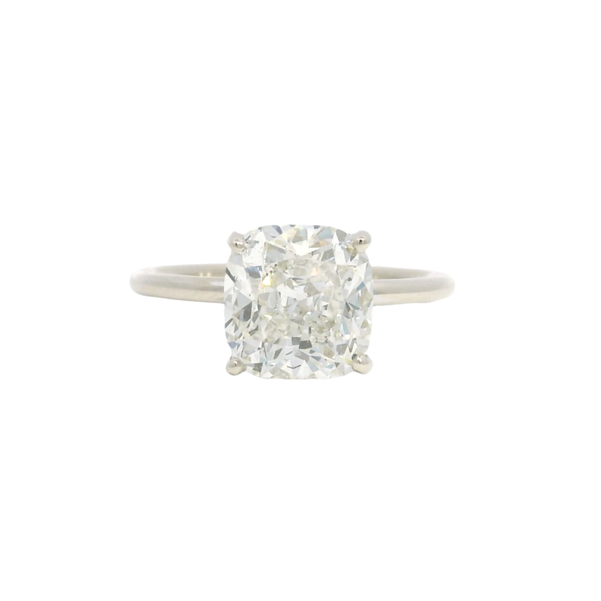 GIA 18K White Gold Natural 3.30 Carat Cushion Cut Diamond Engagement Ring — product photo 1
