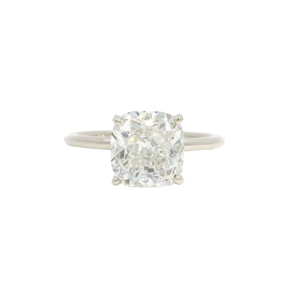 GIA 18K White Gold Natural 3.30 Carat Cushion Cut Diamond Engagement Ring