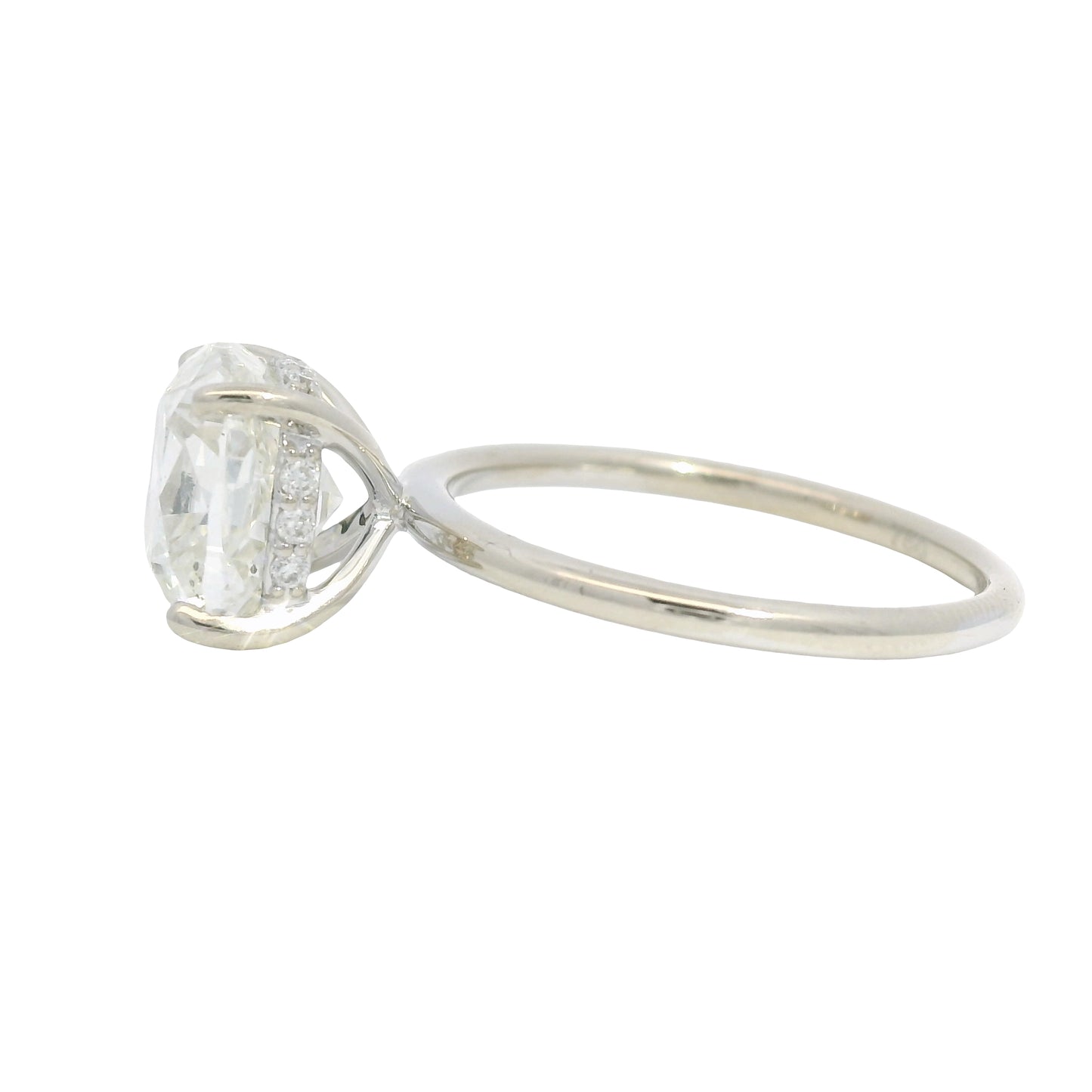 GIA 18K White Gold Natural 3.30 Carat Cushion Cut Diamond Engagement Ring