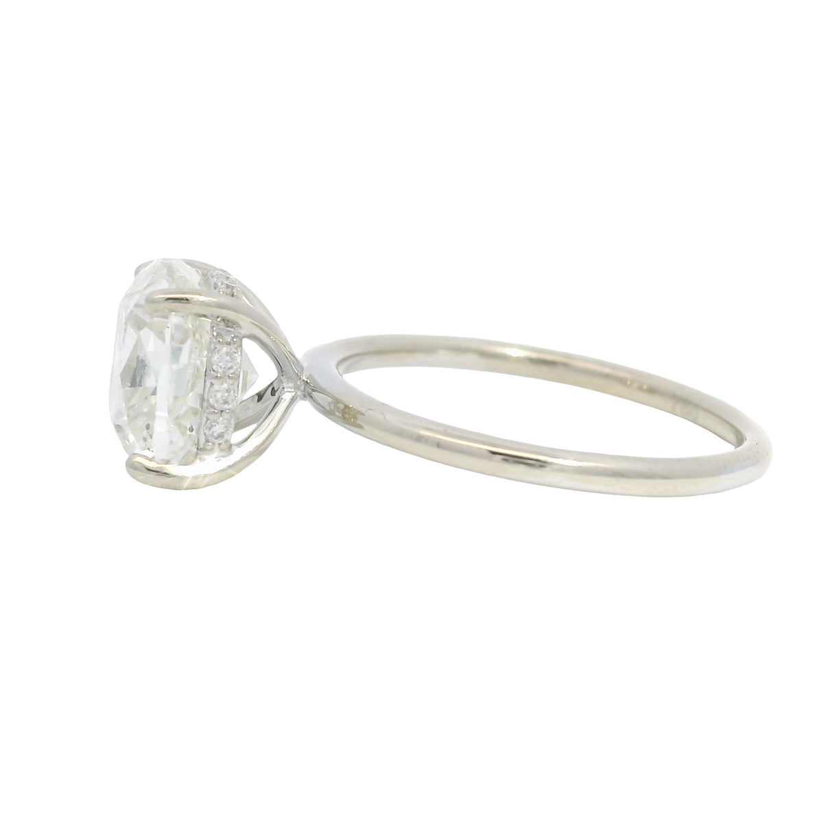 GIA 18K White Gold Natural 3.30 Carat Cushion Cut Diamond Engagement Ring — product photo 10