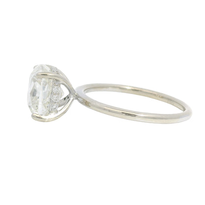 GIA 18K White Gold Natural 3.30 Carat Cushion Cut Diamond Engagement Ring